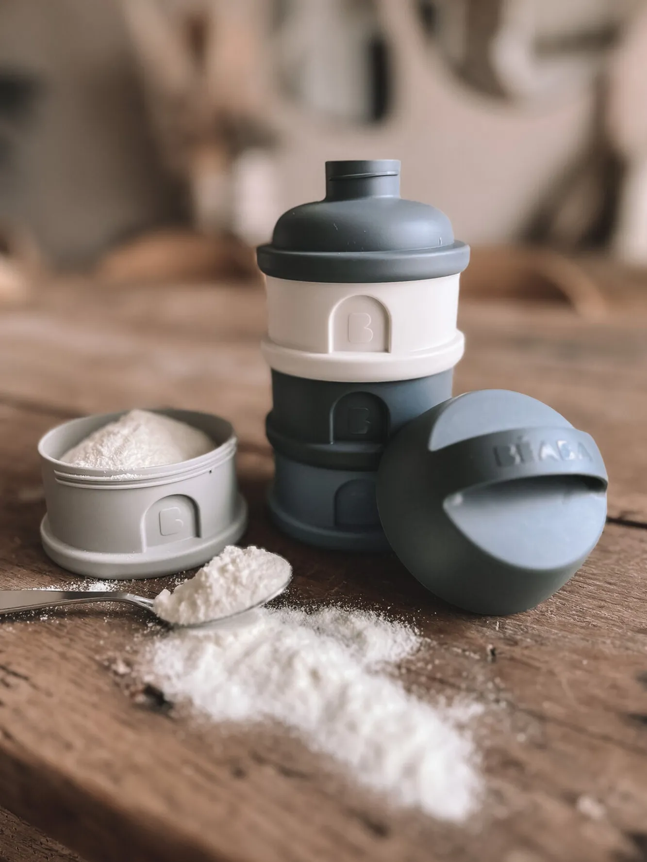 Boite Doseuse 4 Compartiments Mineral Grey / Blue*BÉABA New