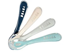 Lot 4 Cuilleres 2Eme Age Silicone Blue*BÉABA Clearance