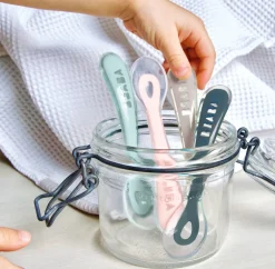 Lot 4 Cuilleres 2Eme Age Silicone Blue*BÉABA Clearance