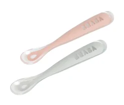 Lot 2 Cuilleres 1Er Age Silicone + Boite De Transport Grey/P*BÉABA Hot