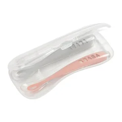Lot 2 Cuilleres 1Er Age Silicone + Boite De Transport Grey/P*BÉABA Hot