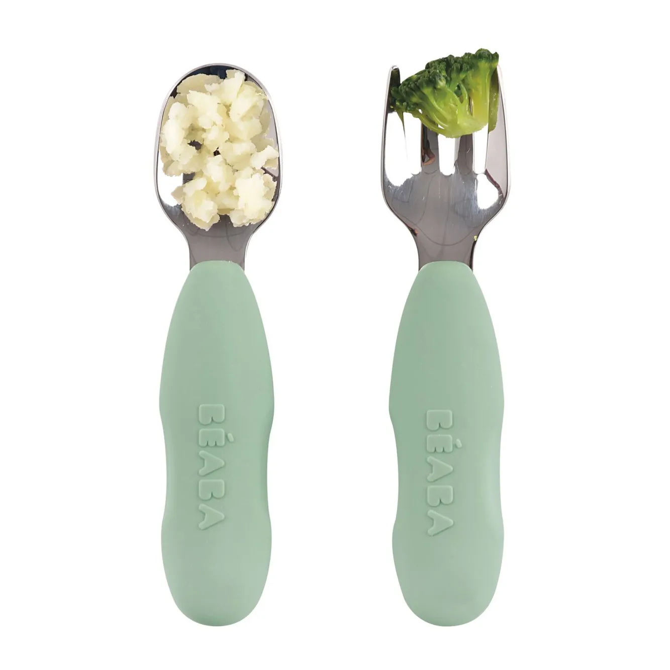 Lot De 2 Pre-Couverts Inox Sage Green*BÉABA Discount