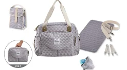 Sac A Langer Geneve Ii Play Print Grey/Coral*BÉABA Outlet