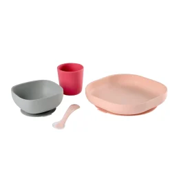 Set Vaisselle Silicone 4 Pieces Pink*BÉABA New